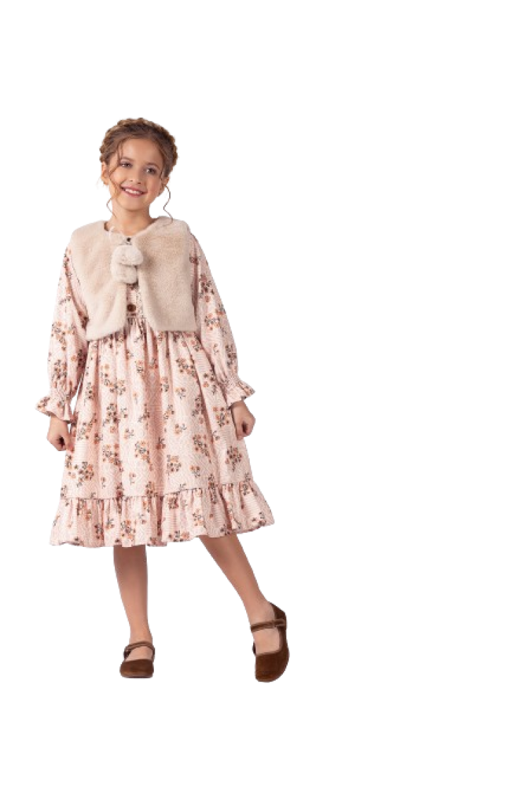 Wholesale Girls 2-Piece Dress and Vest Set 6-9Y 2023-2287 - Brand: Elayza - Kids & Baby Clothes Wholesale - Globality Store
