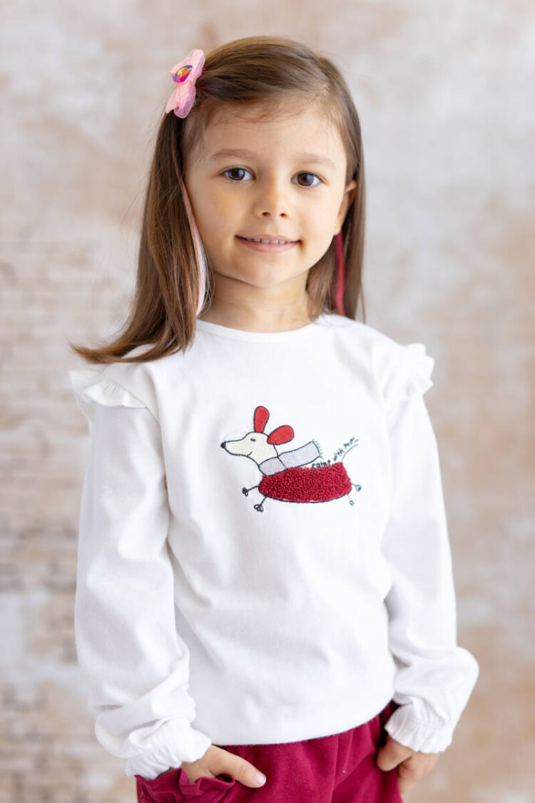 Wholesale Baby Girl Embroidered Long Sleeve T-Shirt 6-48M - Brand: Mininio - Kids & Baby Clothes Wholesale - Globality Store