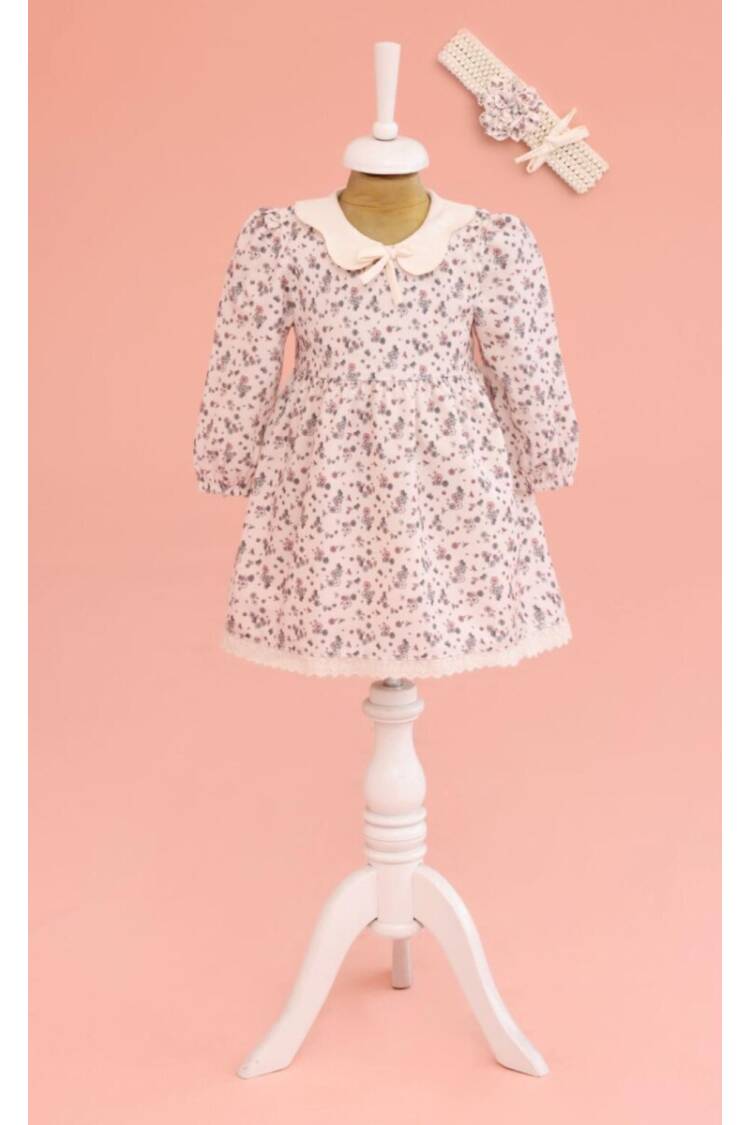 Wholesale Baby Girl Floral Patterned Bandanna Dress 6-18M - Brand: Lilax - Kids & Baby Clothes Wholesale - Globality Store