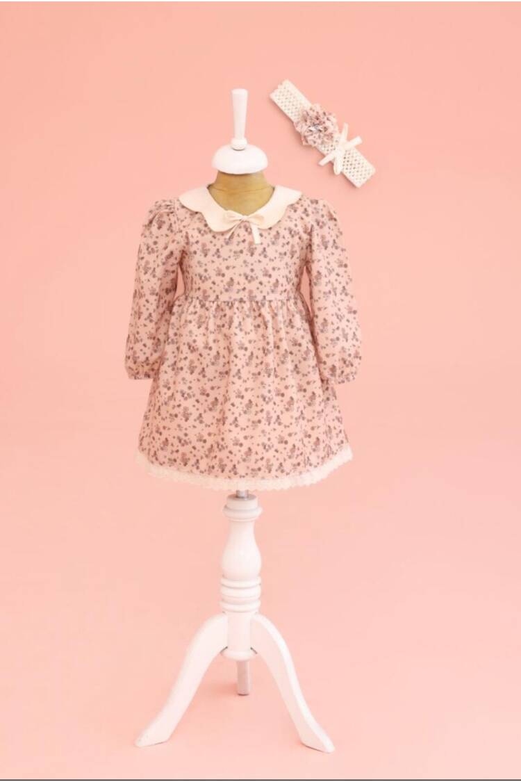 Wholesale Baby Girl Floral Patterned Bandanna Dress 6-18M - Brand: Lilax - Kids & Baby Clothes Wholesale - Globality Store