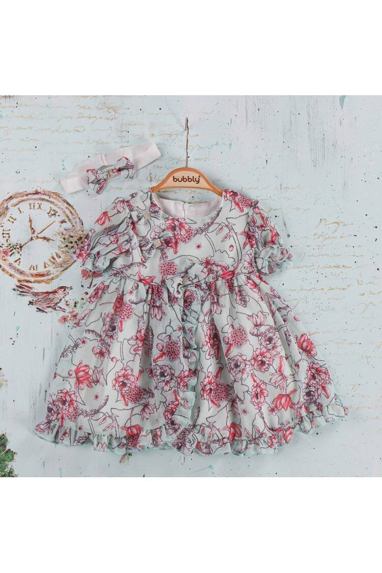 Wholesale Baby Girl Flower Printed Dress 6-24M - Brand: Bubbly - Kids & Baby Clothes Wholesale - Globality Store