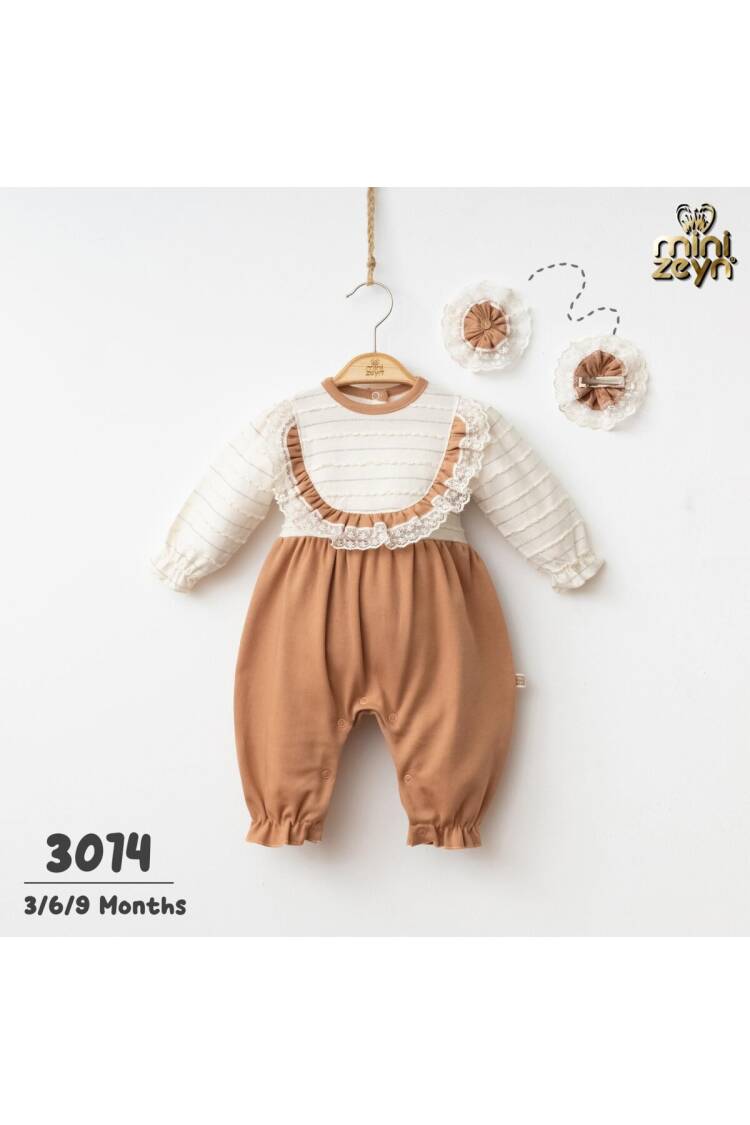 Wholesale Baby Girl Jumpsuit and Hairpin 3-9M - Brand: Minizeyn - Kids & Baby Clothes Wholesale - Globality Store