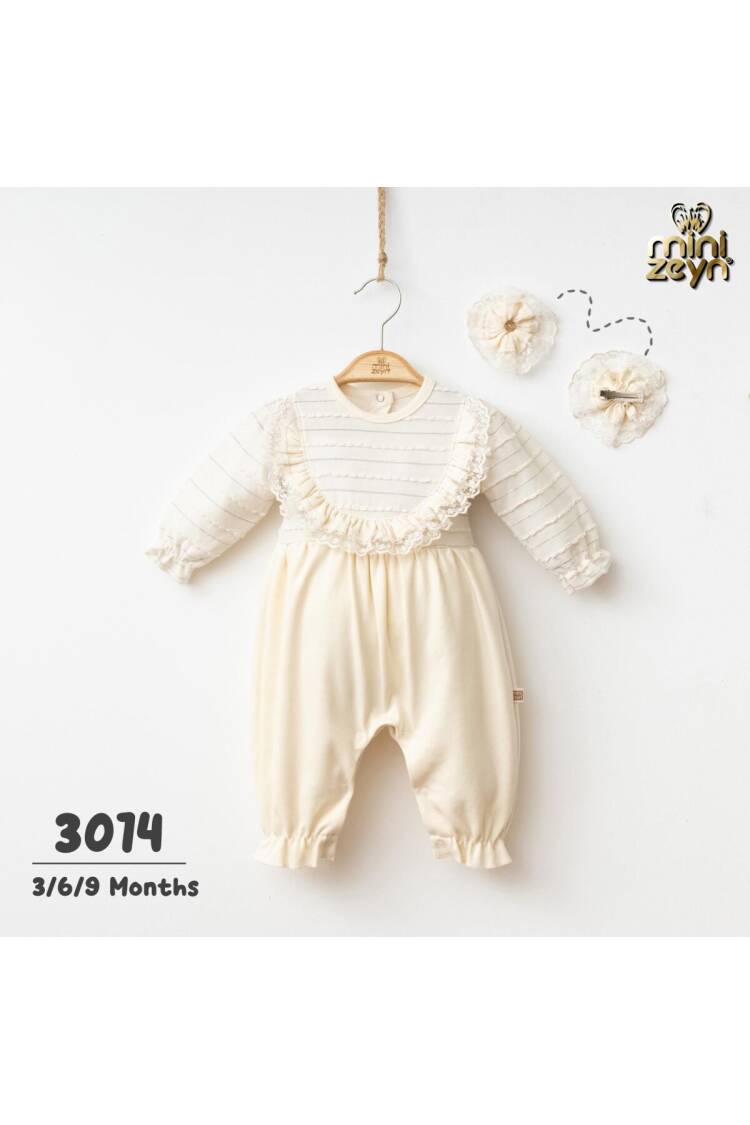 Wholesale Baby Girl Jumpsuit and Hairpin 3-9M - Brand: Minizeyn - Kids & Baby Clothes Wholesale - Globality Store