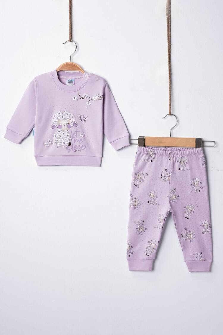 Wholesale Baby Girl Lamb Printed Pajama Set 3-9M - Brand: Hoppidik - Kids & Baby Clothes Wholesale - Globality Store