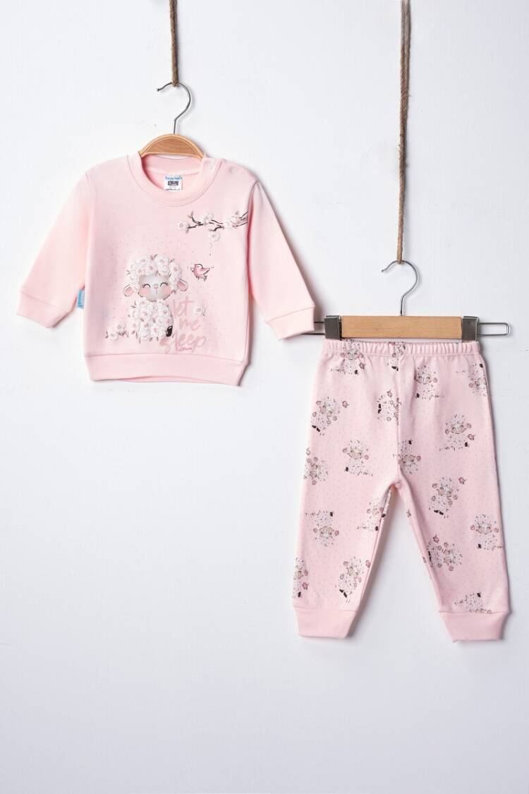 Wholesale Baby Girl Lamb Printed Pajama Set 3-9M - Brand: Hoppidik - Kids & Baby Clothes Wholesale - Globality Store