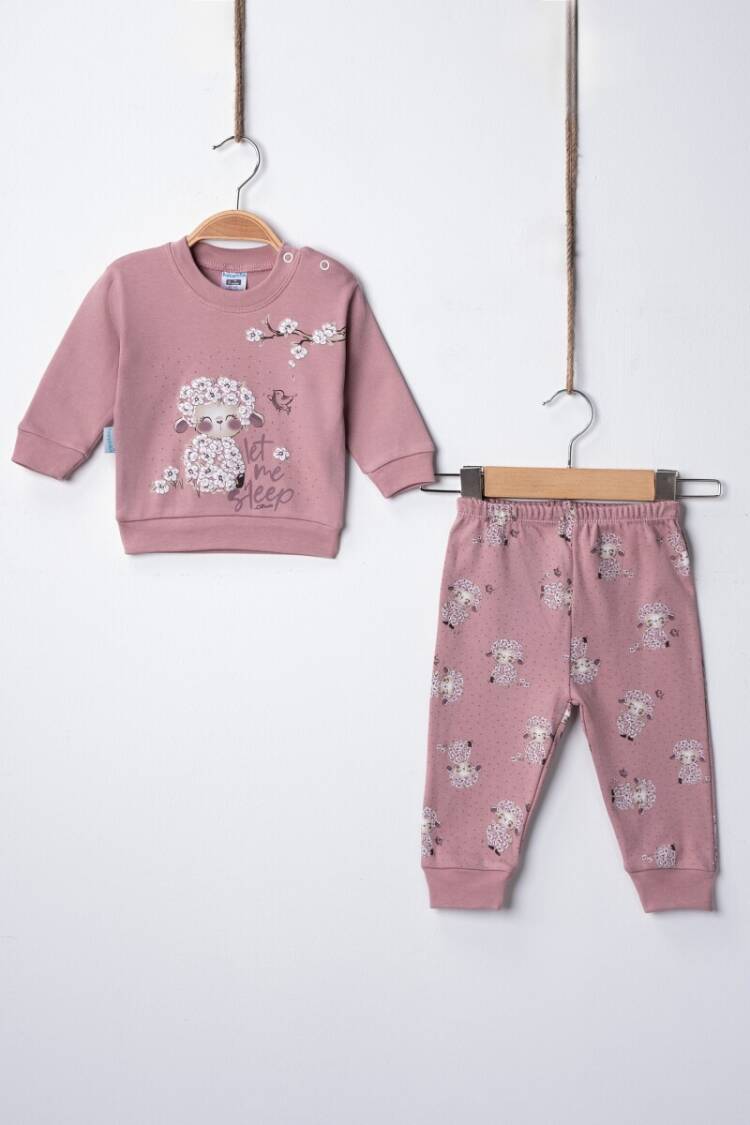 Wholesale Baby Girl Lamb Printed Pajama Set 3-9M - Brand: Hoppidik - Kids & Baby Clothes Wholesale - Globality Store