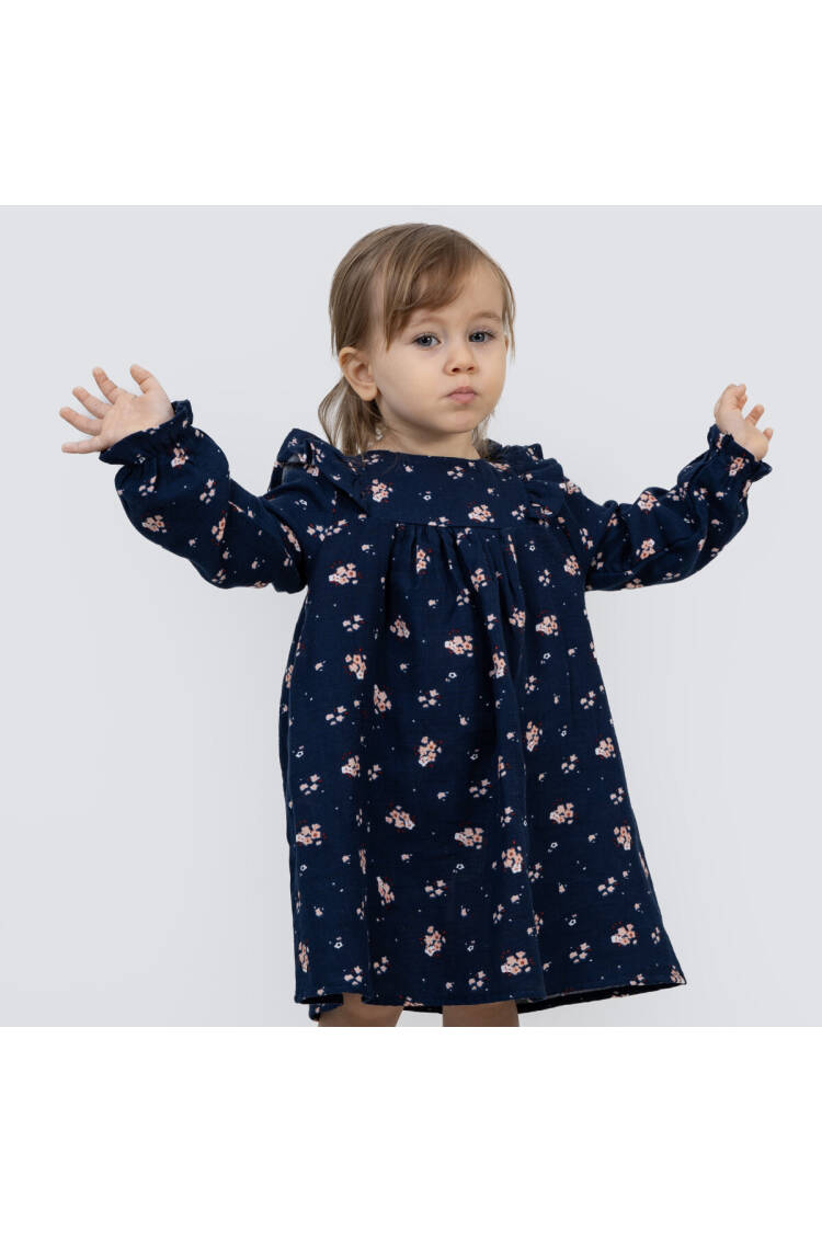 Wholesale Baby Girl Muslin Floral Patterned Dress 6-24M - Brand: Timo - Kids & Baby Clothes Wholesale - Globality Store