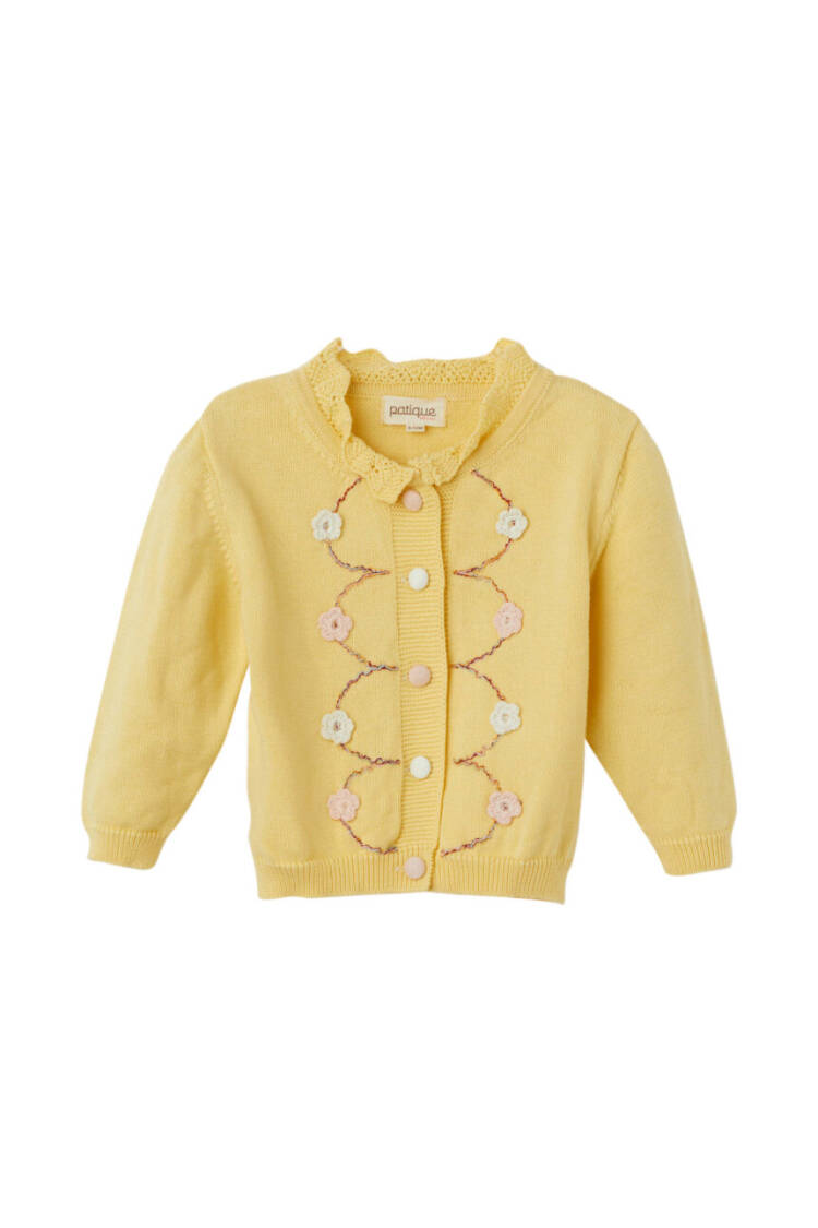 Wholesale Baby Girl Organic Cotton Floral Detailed Cardigan - Brand: Uludağ Triko - Kids & Baby Clothes Wholesale - Globality Store