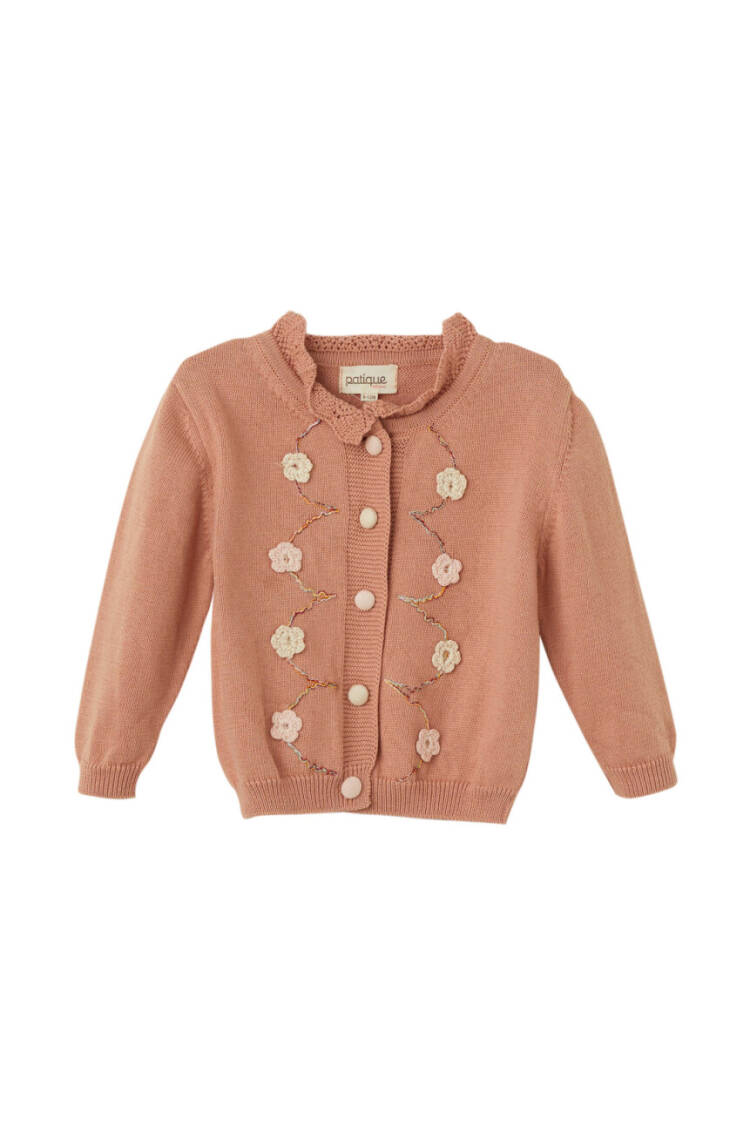 Wholesale Baby Girl Organic Cotton Floral Detailed Cardigan - Brand: Uludağ Triko - Kids & Baby Clothes Wholesale - Globality Store