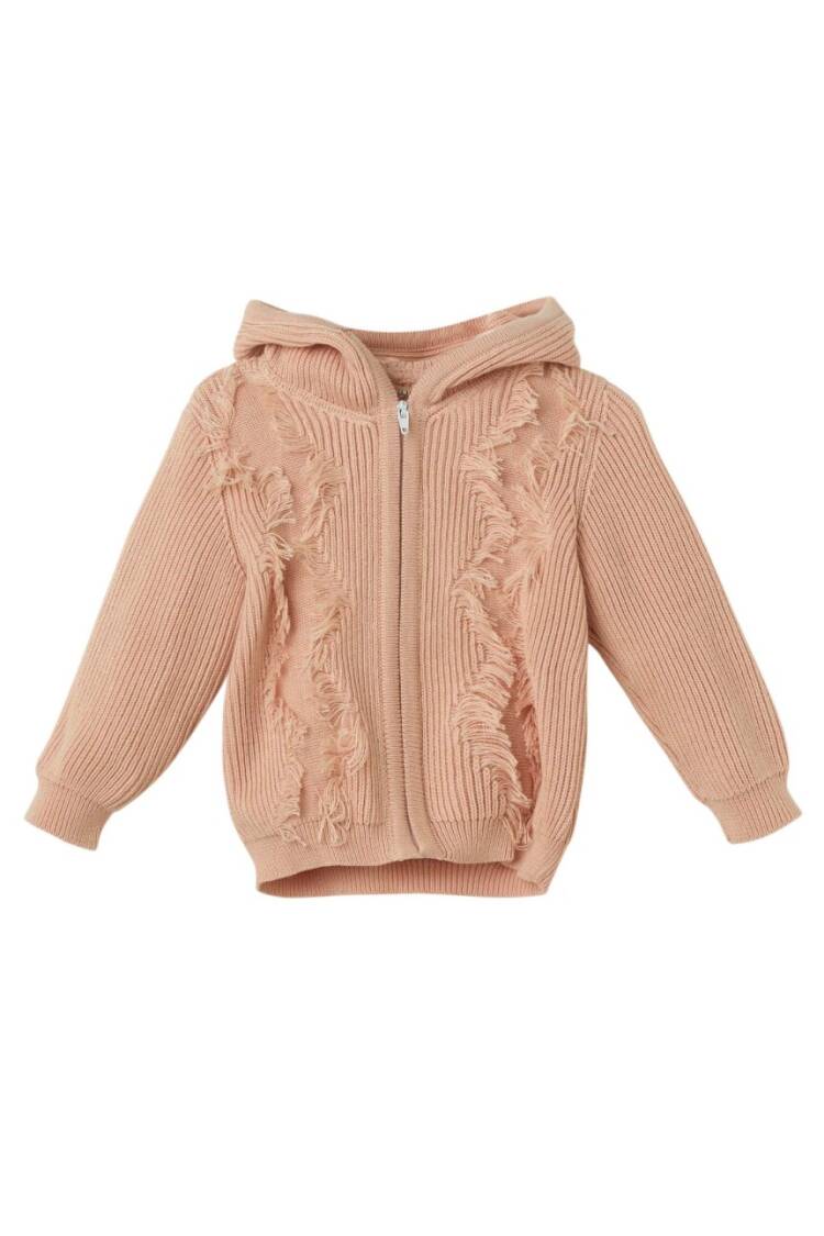 Wholesale Baby Girl Organic Cotton Hooded Tassel Cardigan - Brand: Uludağ Triko - Kids & Baby Clothes Wholesale - Globality Store