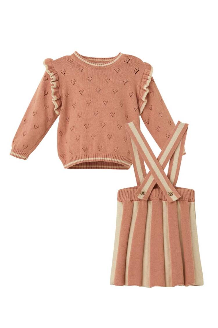 Wholesale Baby Girl Organic Cotton Pleated Skirt Set 6-36M - Brand: Uludağ Triko - Kids & Baby Clothes Wholesale - Globality Store