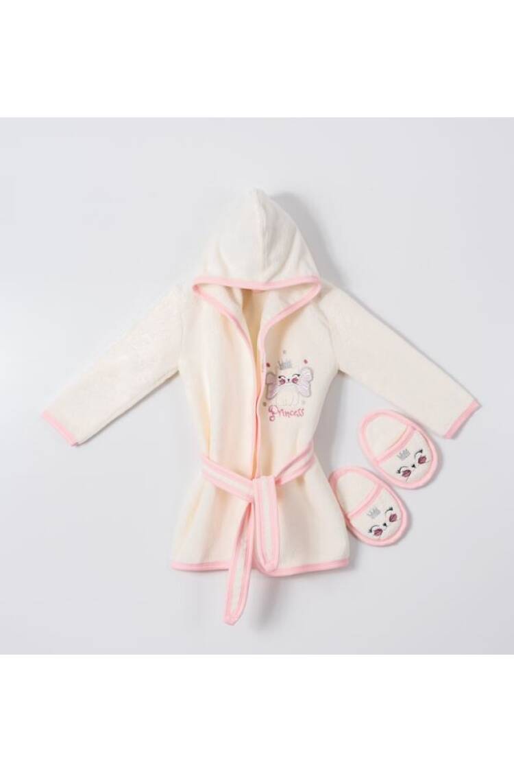 Wholesale Baby Girls 2-Piece Kids Bathrobe Set with Slipper 1-4Y - Brand: Ramel Kids - Kids & Baby Clothes Wholesale - Globality Store