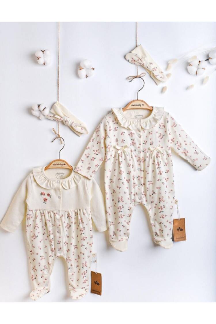 Wholesale Baby Girls 2-Piece Newborn Jumpsuit Set 0-3M - Brand: Ciccimbaby - Kids & Baby Clothes Wholesale - Globality Store