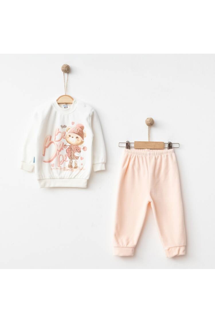 Wholesale Baby Girls 2-Piece Velvet Tracksuit Set 9-18M - Brand: Hoppidik - Kids & Baby Clothes Wholesale - Globality Store