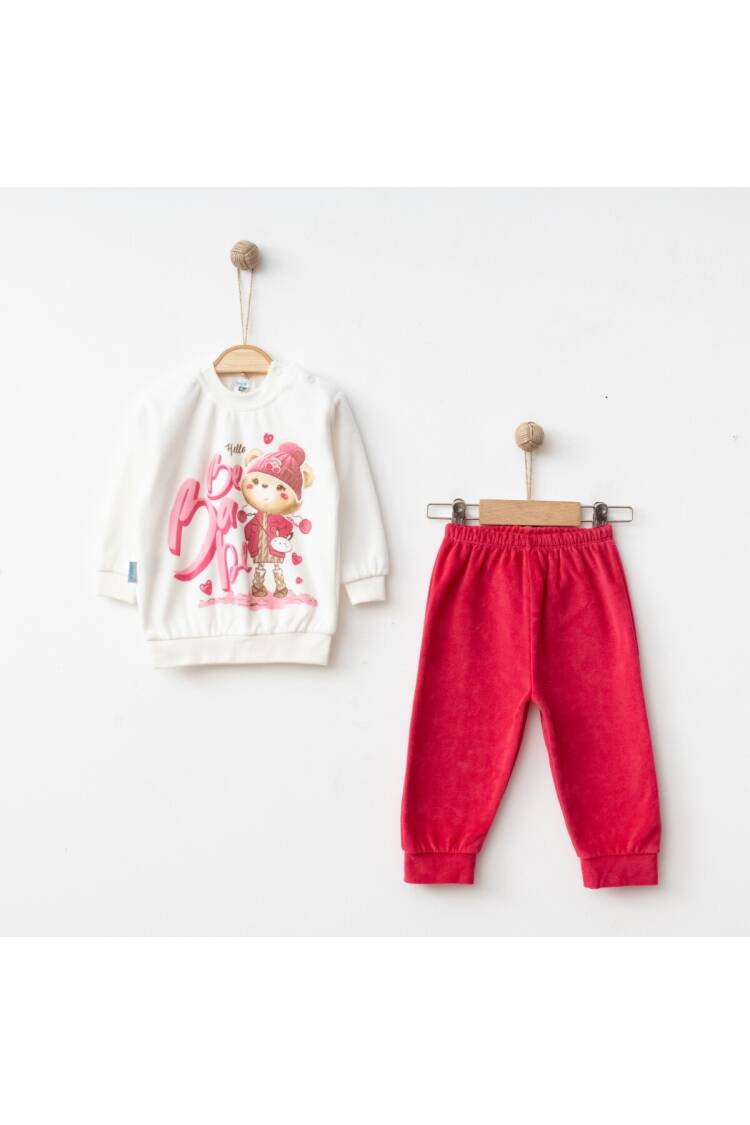 Wholesale Baby Girls 2-Piece Velvet Tracksuit Set 9-18M - Brand: Hoppidik - Kids & Baby Clothes Wholesale - Globality Store