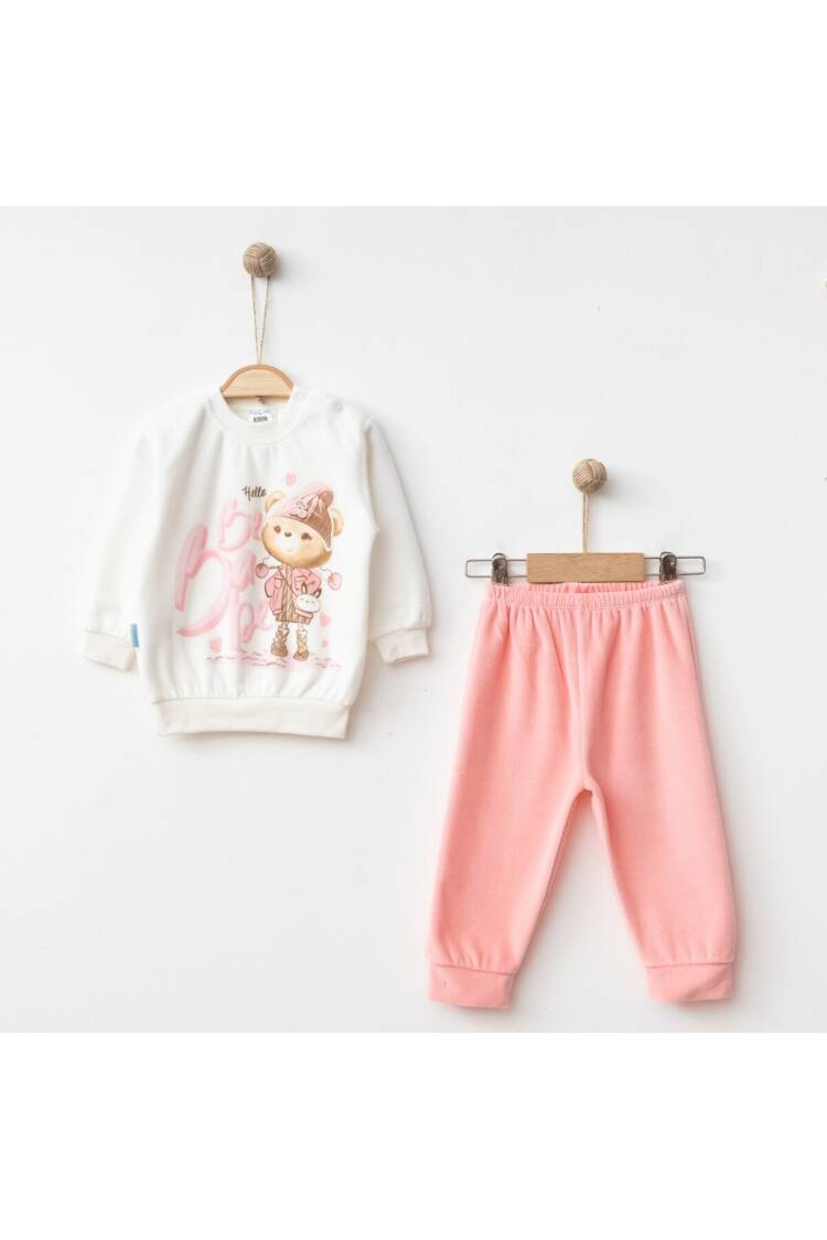Wholesale Baby Girls 2-Piece Velvet Tracksuit Set 9-18M - Brand: Hoppidik - Kids & Baby Clothes Wholesale - Globality Store