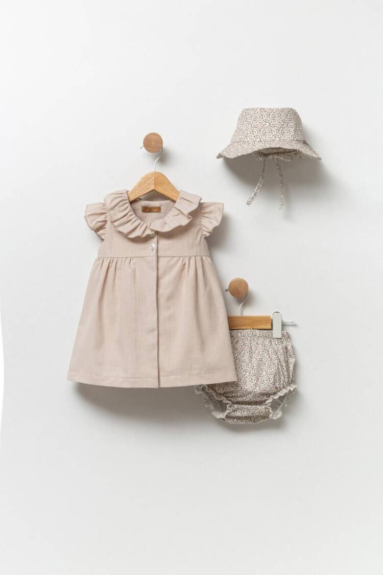 Wholesale Baby Girls 3-Piece Dress, Panties and Hat Set 0-12M - Brand: Babyline - Kids & Baby Clothes Wholesale - Globality Store