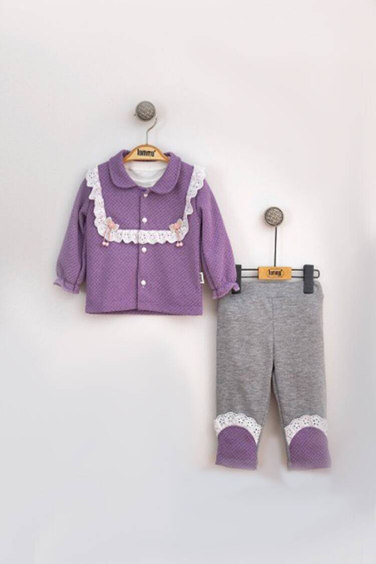 Wholesale Baby Girls 3-Piece Jacket Trousers and Long Sleeve T-Shirt Set 6-18M - Brand: Lummy Baby - Kids & Baby Clothes Wholesale - Globality Store