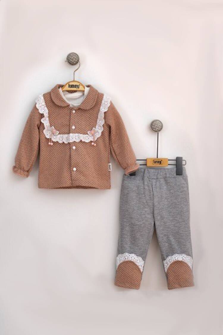 Wholesale Baby Girls 3-Piece Jacket Trousers and Long Sleeve T-Shirt Set 6-18M - Brand: Lummy Baby - Kids & Baby Clothes Wholesale - Globality Store