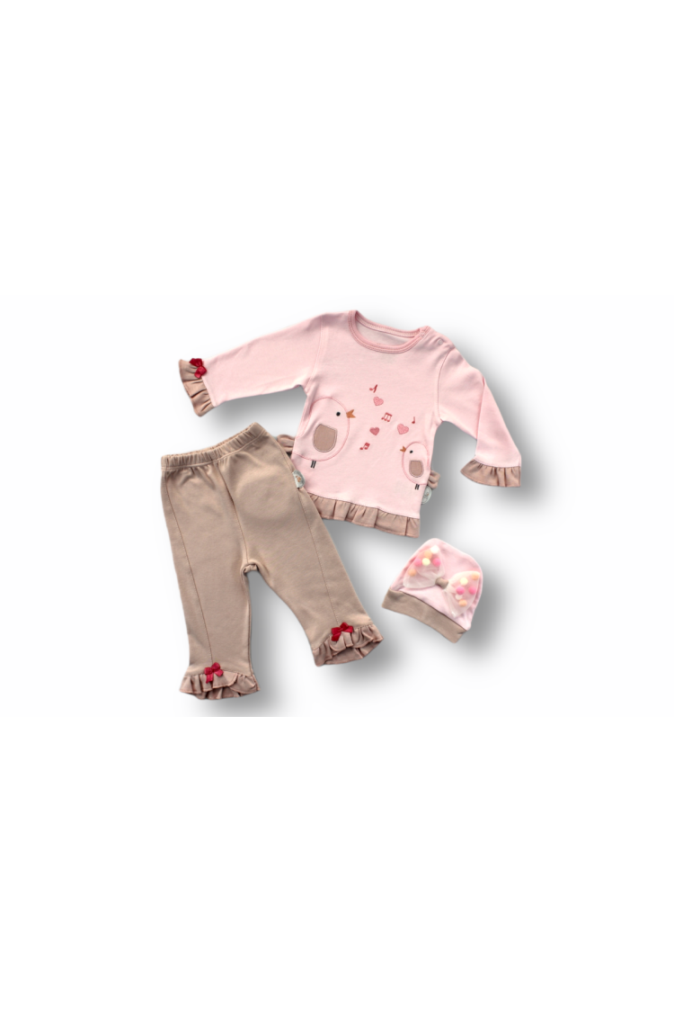 Wholesale Baby Girls 3-Piece Sweatshirt and Pants Set with Hat 6-18M - Brand: Tomuycuk - Kids & Baby Clothes Wholesale - Globality Store