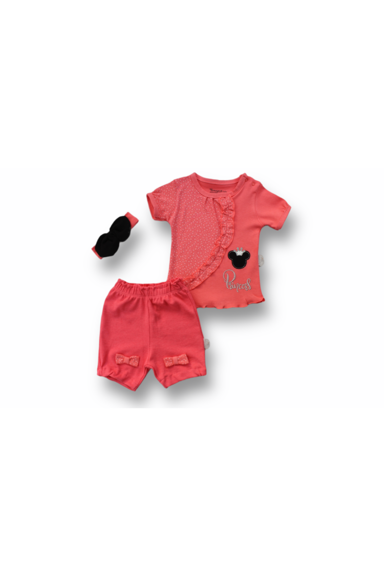 Wholesale Baby Girls 3-Piece T-shirt Set With Shorts And HeadBand 3-18M Takım - Brand: Tomuycuk - Kids & Baby Clothes Wholesale - Globality Store