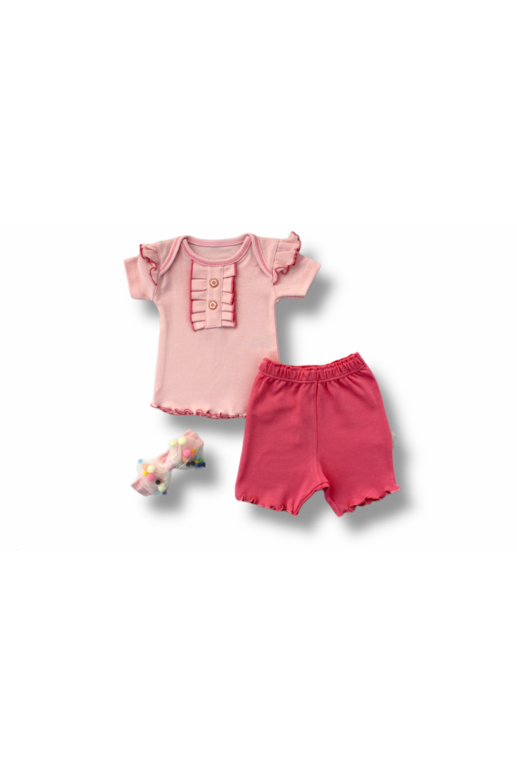 Wholesale Baby Girls 3-Piece T-shirt Set With Shorts And HeadBand 3-18M - Brand: Tomuycuk - Kids & Baby Clothes Wholesale - Globality Store