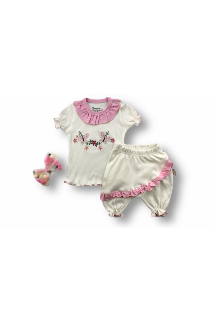 Wholesale Baby Girls 3-Piece T-shirt Set With Shorts And HeadBand 6-18M - Brand: Tomuycuk - Kids & Baby Clothes Wholesale - Globality Store