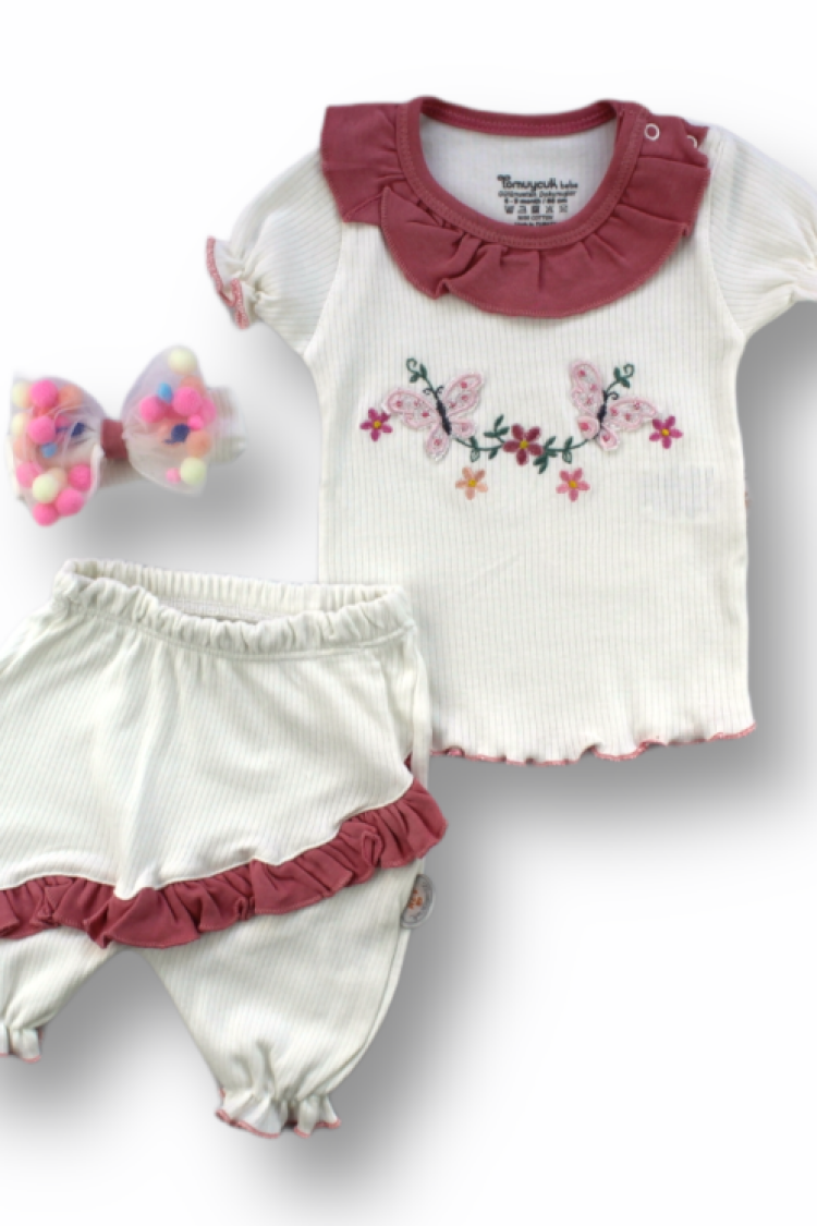 Wholesale Baby Girls 3-Piece T-shirt Set With Shorts And HeadBand 6-18M - Brand: Tomuycuk - Kids & Baby Clothes Wholesale - Globality Store