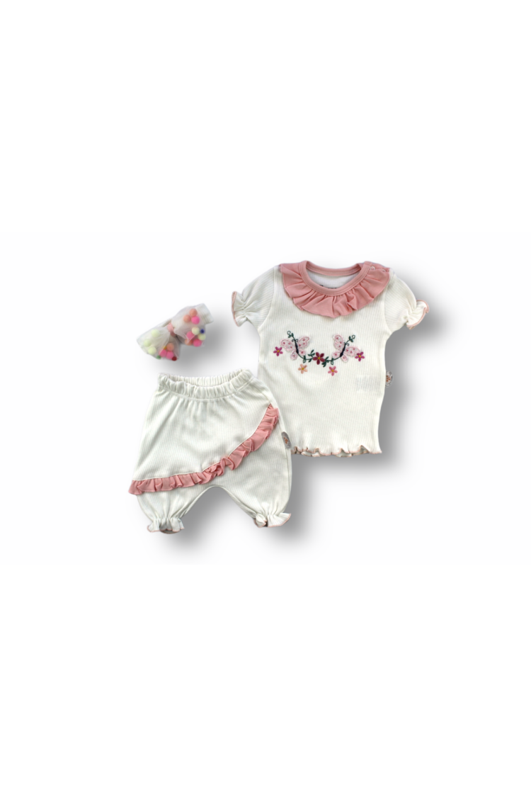 Wholesale Baby Girls 3-Piece T-shirt Set With Shorts And HeadBand 6-18M - Brand: Tomuycuk - Kids & Baby Clothes Wholesale - Globality Store