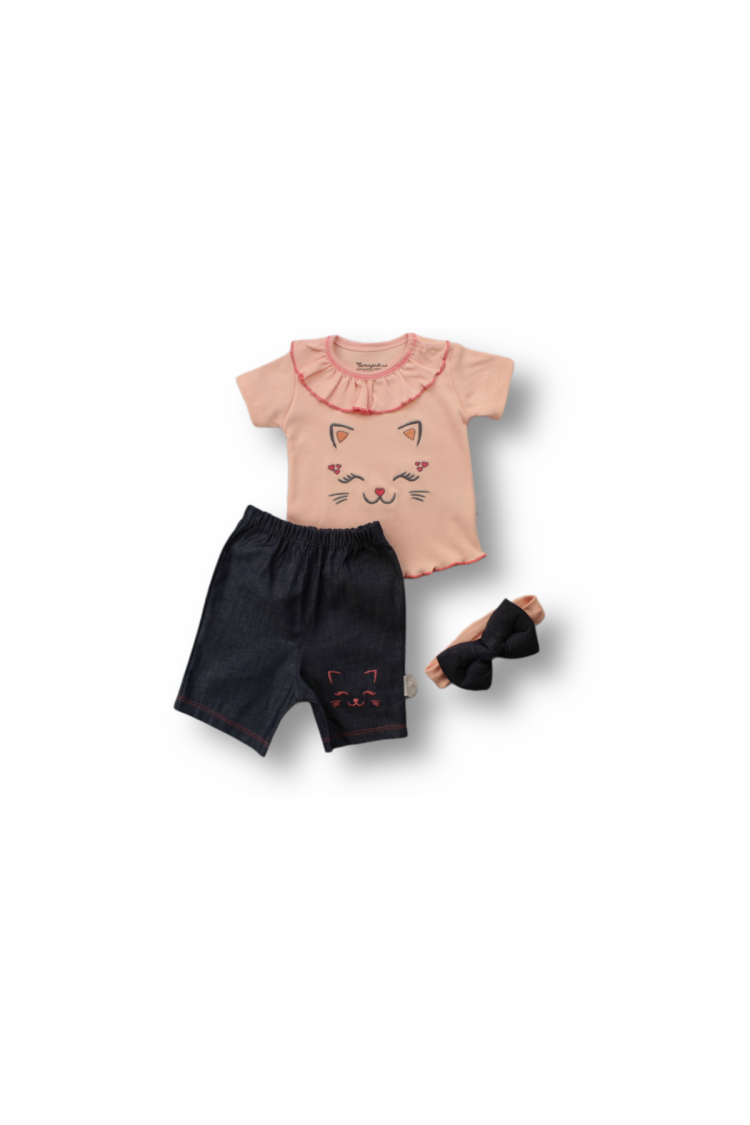 Wholesale Baby Girls 3-Piece T-shirt Set With Shorts And HeadBand 6-18M - Brand: Tomuycuk - Kids & Baby Clothes Wholesale - Globality Store