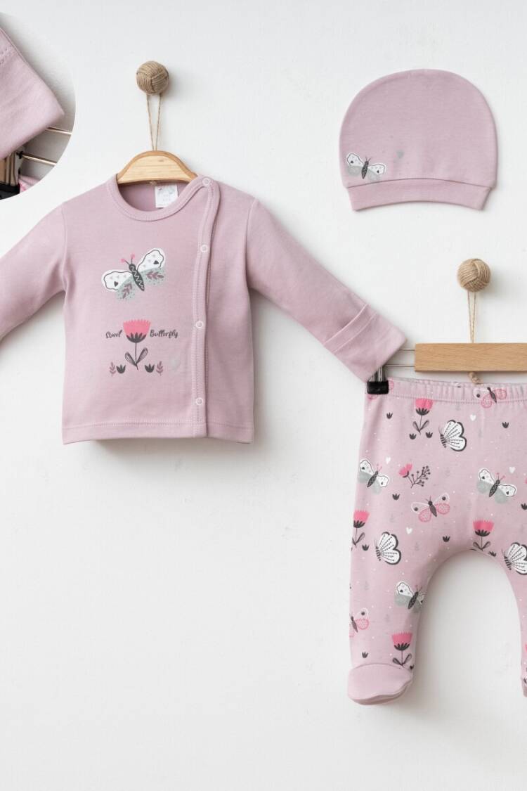 Wholesale Baby Girls 3-Pieces Newborn Set 0-3M - Brand: Gümüş Baby - Kids & Baby Clothes Wholesale - Globality Store