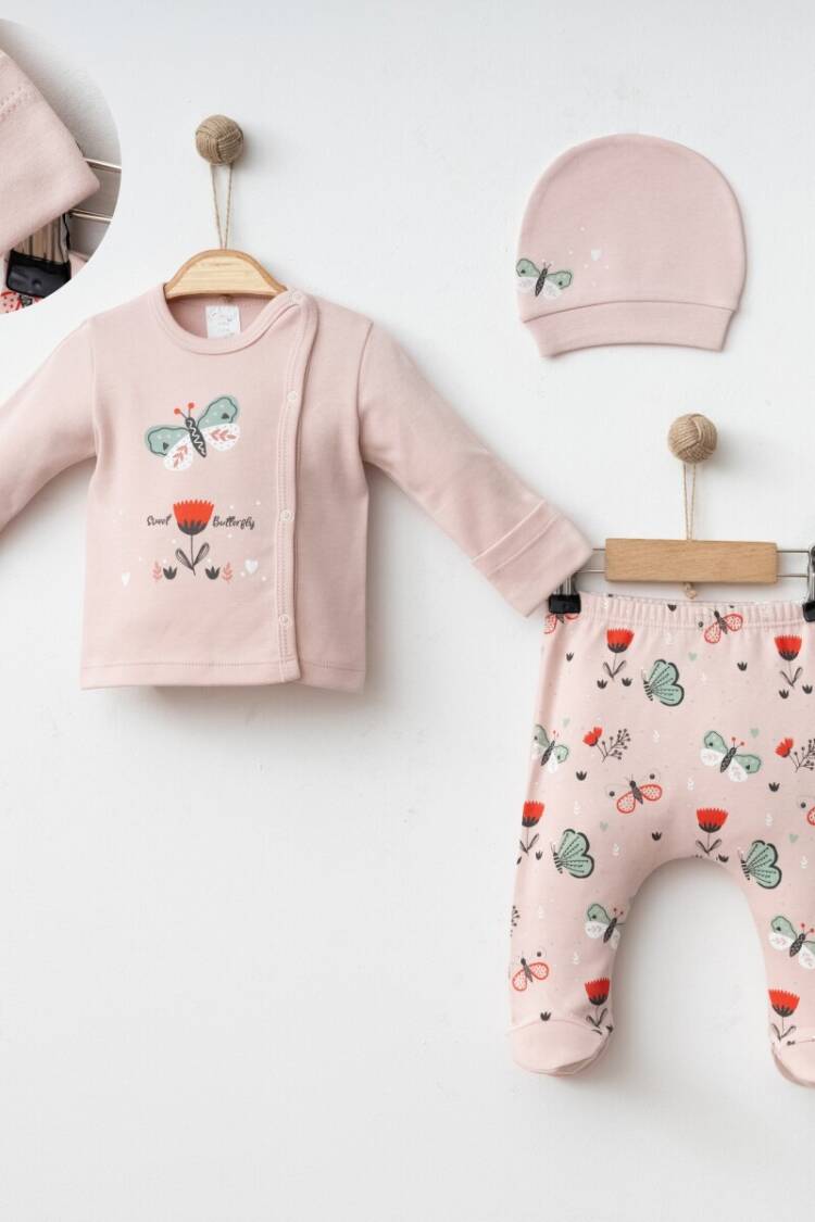 Wholesale Baby Girls 3-Pieces Newborn Set 0-3M - Brand: Gümüş Baby - Kids & Baby Clothes Wholesale - Globality Store