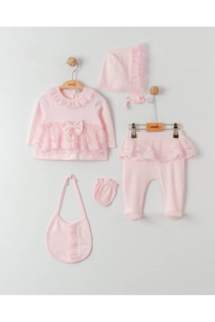 Wholesale Baby Girls 5-Pieces Newborn Set 0-6M - Brand: Miniborn - Kids & Baby Clothes Wholesale - Globality Store