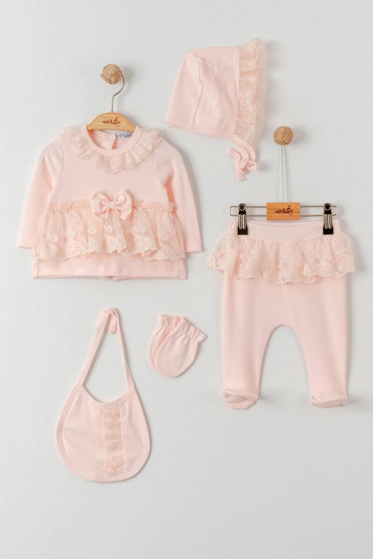 Wholesale Baby Girls 5-Pieces Newborn Set 0-6M - Brand: Miniborn - Kids & Baby Clothes Wholesale - Globality Store