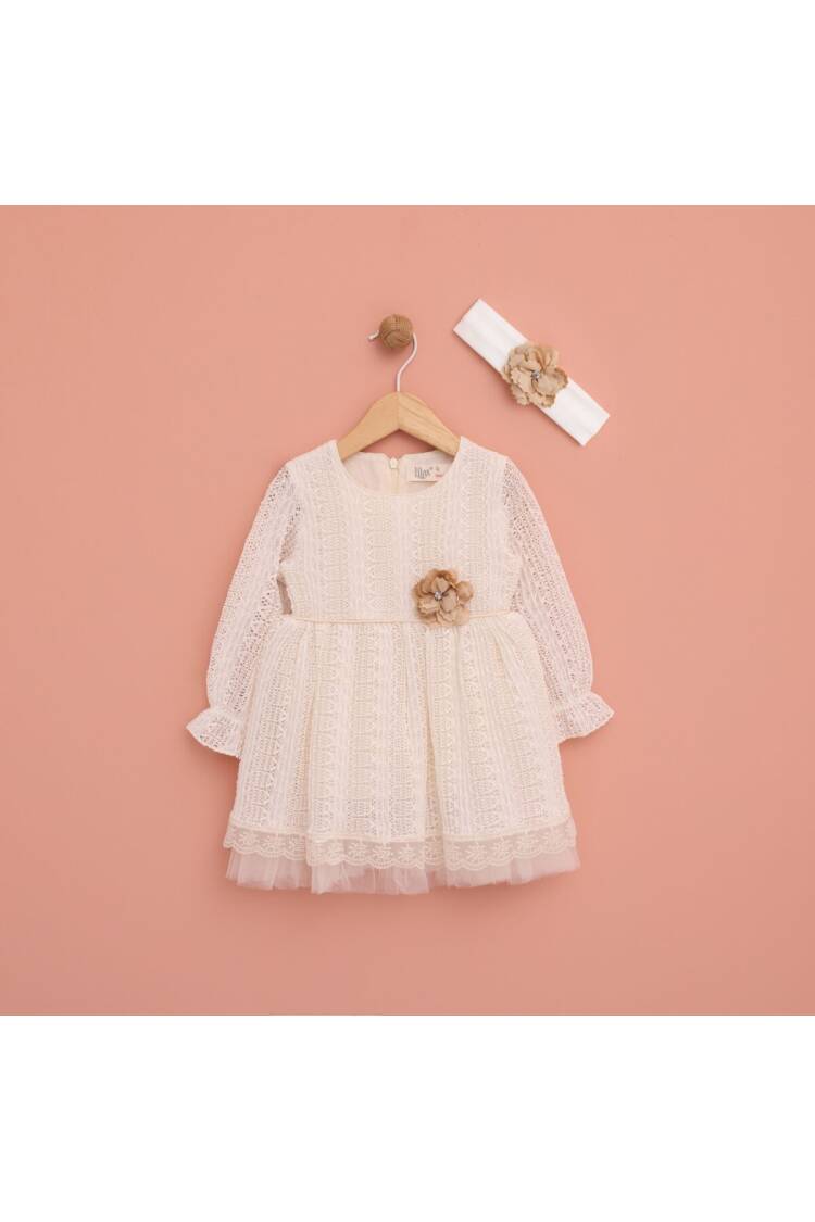 Wholesale Baby Girls Dress with Flower Detailed 6-18M - Brand: Lilax - Kids & Baby Clothes Wholesale - Globality Store