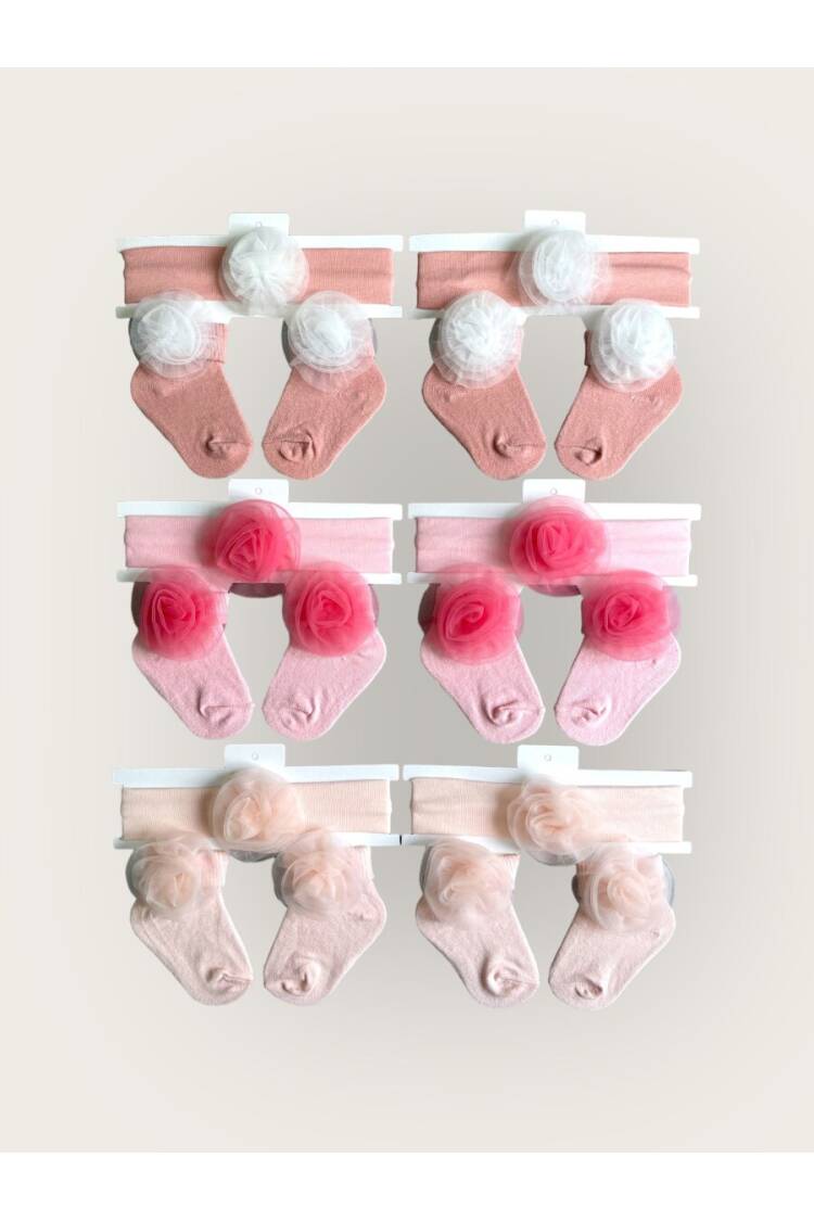 Wholesale Baby Girls Flowers Socks Set 0-6M - Brand: Algiy Mini - Kids & Baby Clothes Wholesale - Globality Store