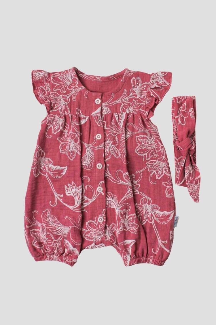 Wholesale Baby Girls Muslin Rompers with Headband 3-12M - Brand: Kidexs - Kids & Baby Clothes Wholesale - Globality Store