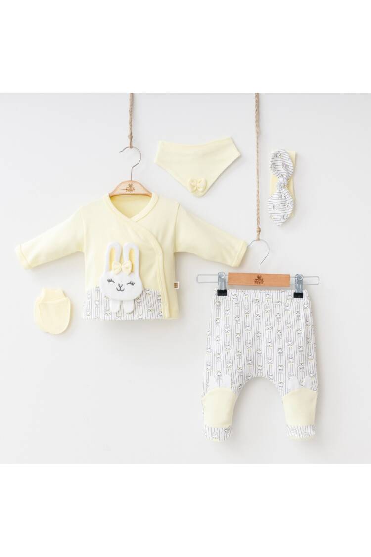 Wholesale Baby Girls Newborn 5-Piece Body Pants Bib Headband and Gloves Set 0-3M - Brand: Minizeyn - Kids & Baby Clothes Wholesale - Globality Store