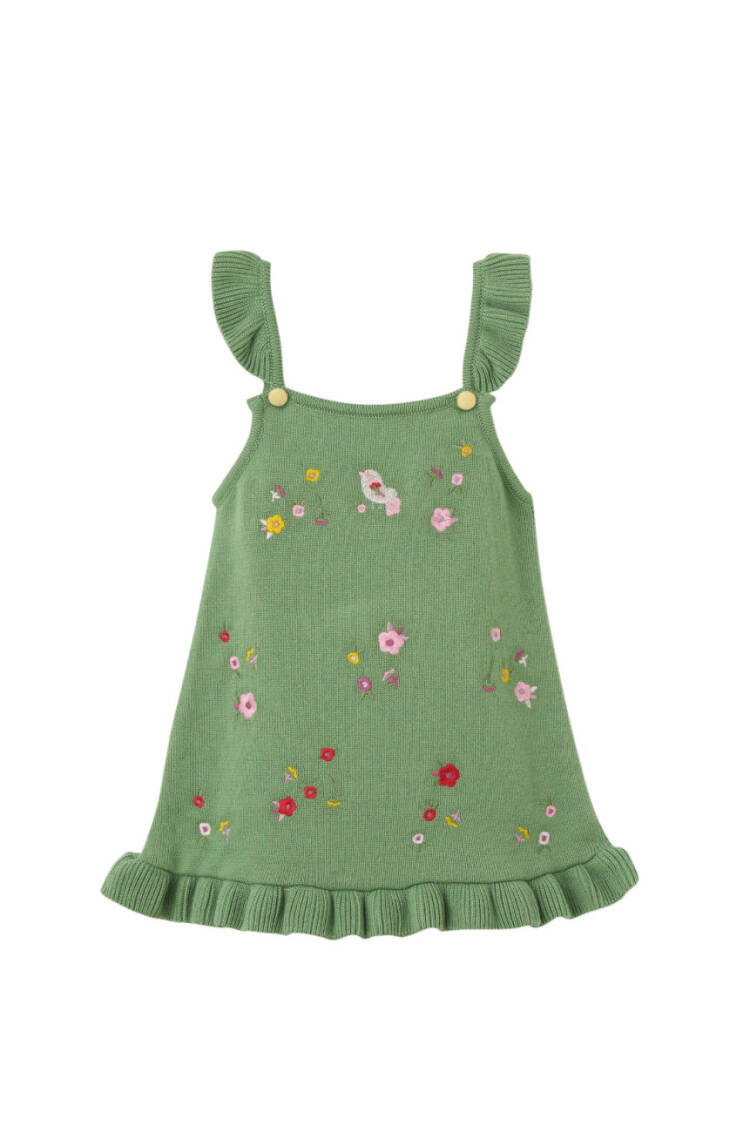 Wholesale Baby Girls Organic Cotton Floral Embroidered Dress 6-36M - Brand: Uludağ Triko - Kids & Baby Clothes Wholesale - Globality Store