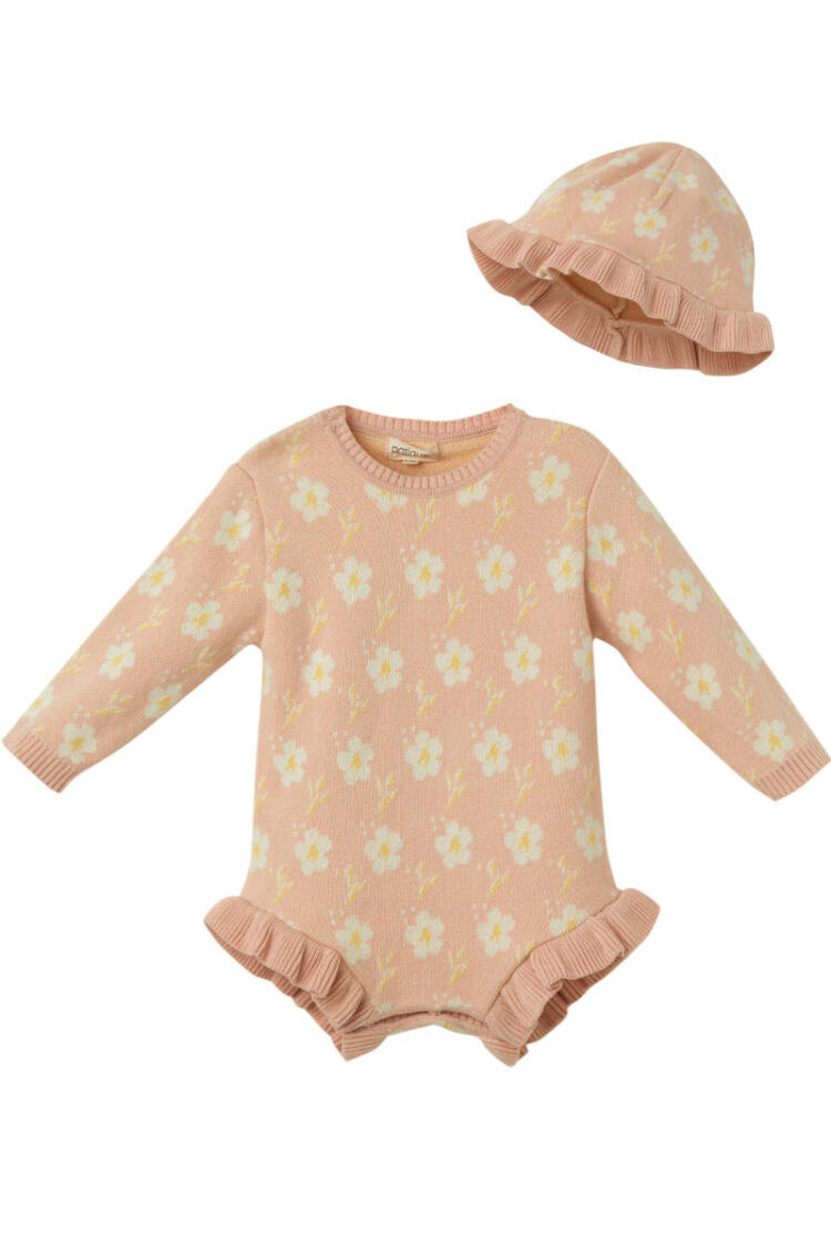 Wholesale Baby Girls Organic Cotton Jumper and Hat Set 3-18M - Brand: Uludağ Triko - Kids & Baby Clothes Wholesale - Globality Store