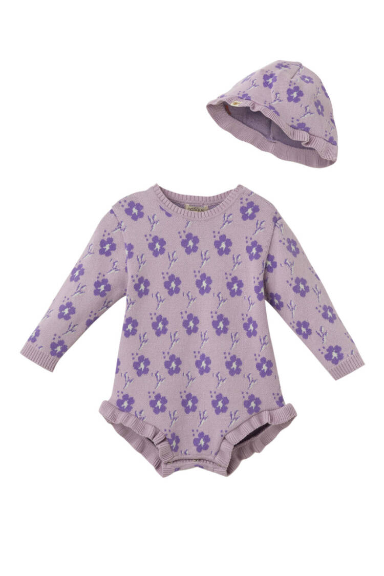 Wholesale Baby Girls Organic Cotton Jumper and Hat Set 3-18M - Brand: Uludağ Triko - Kids & Baby Clothes Wholesale - Globality Store