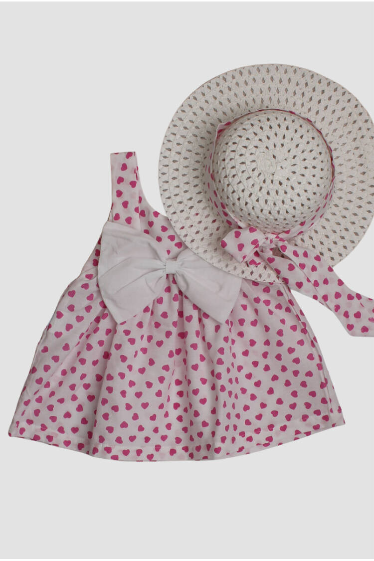 Wholesale Baby Girls Patterned Dress with Hat 6-24M - Brand: Kidexs - Kids & Baby Clothes Wholesale - Globality Store