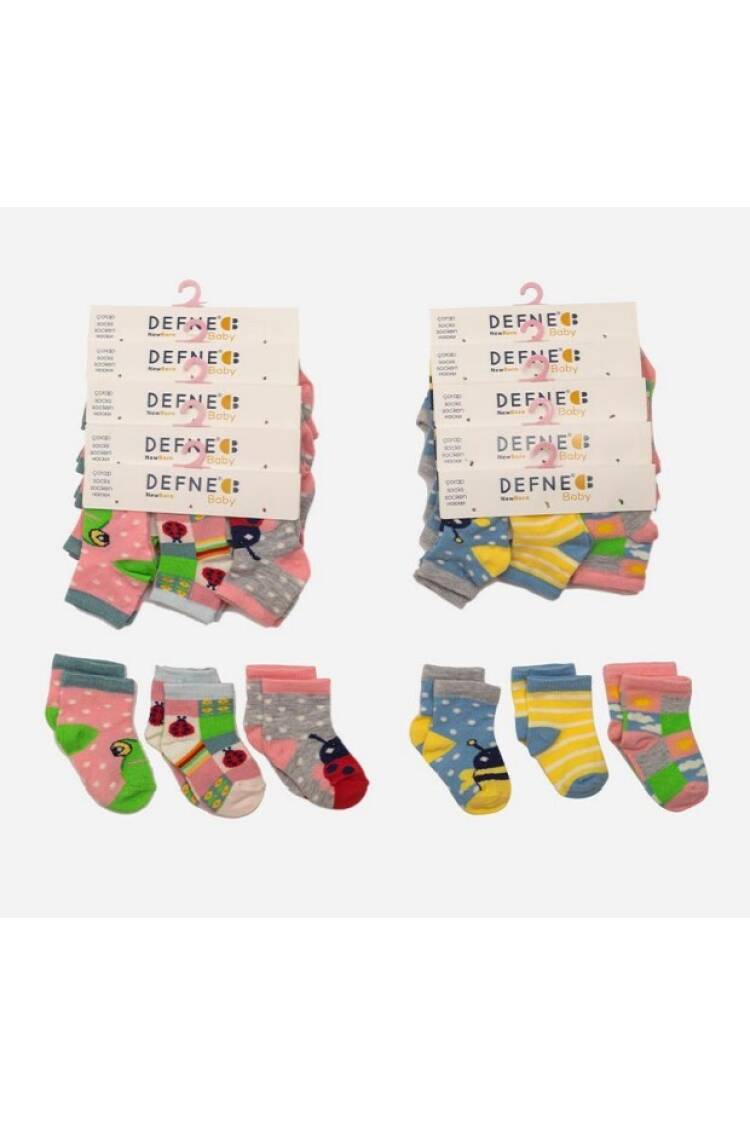 Wholesale 36-Piece Newborn Baby Socks - Brand: Defne - Kids & Baby Clothes Wholesale - Globality Store