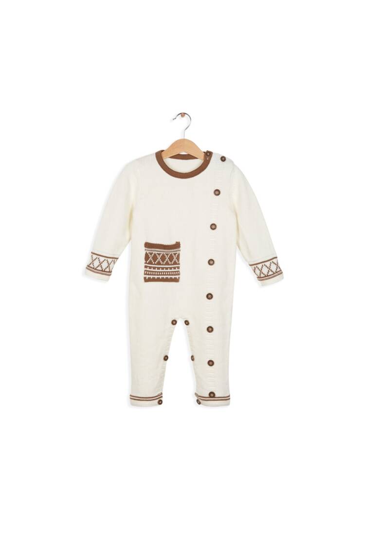 Wholesale Baby Organic Cotton Long Sleeve Romper with Button 3-12M - Brand: Uludağ Triko - Kids & Baby Clothes Wholesale - Globality Store