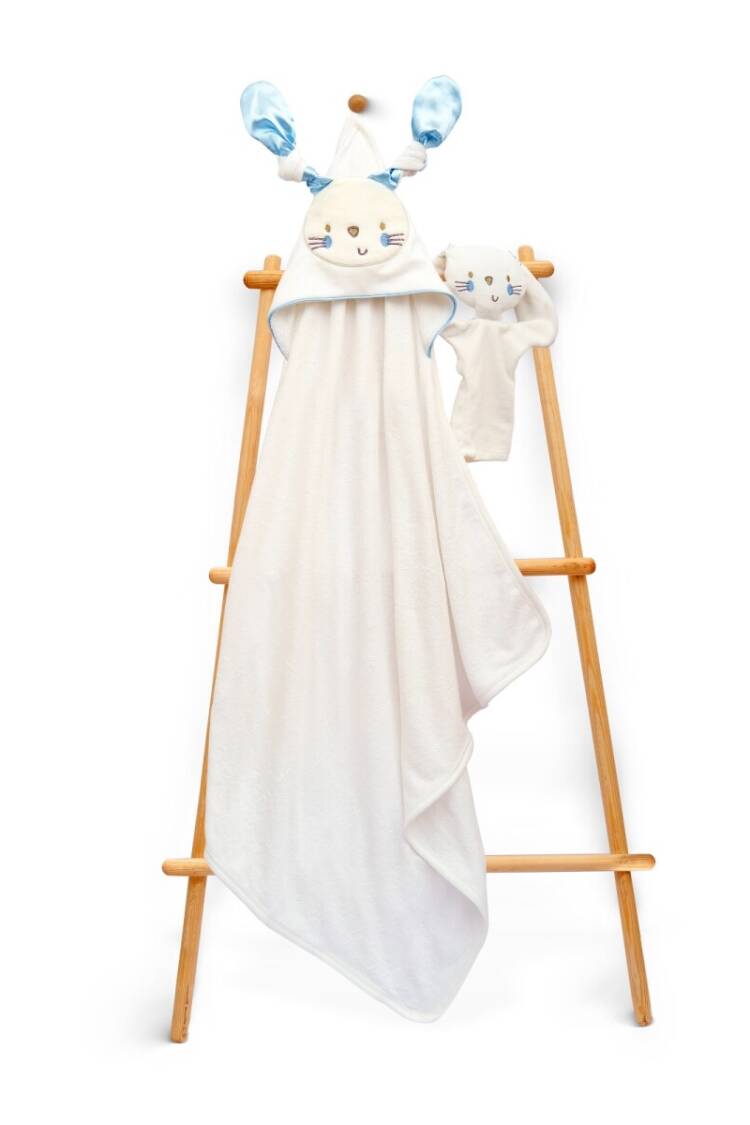 Wholesale Baby Unisex 2-Piece Set with Scrub Mitt and Towel 85x85cm - Brand: Babyline - Kids & Baby Clothes Wholesale - Globality Store