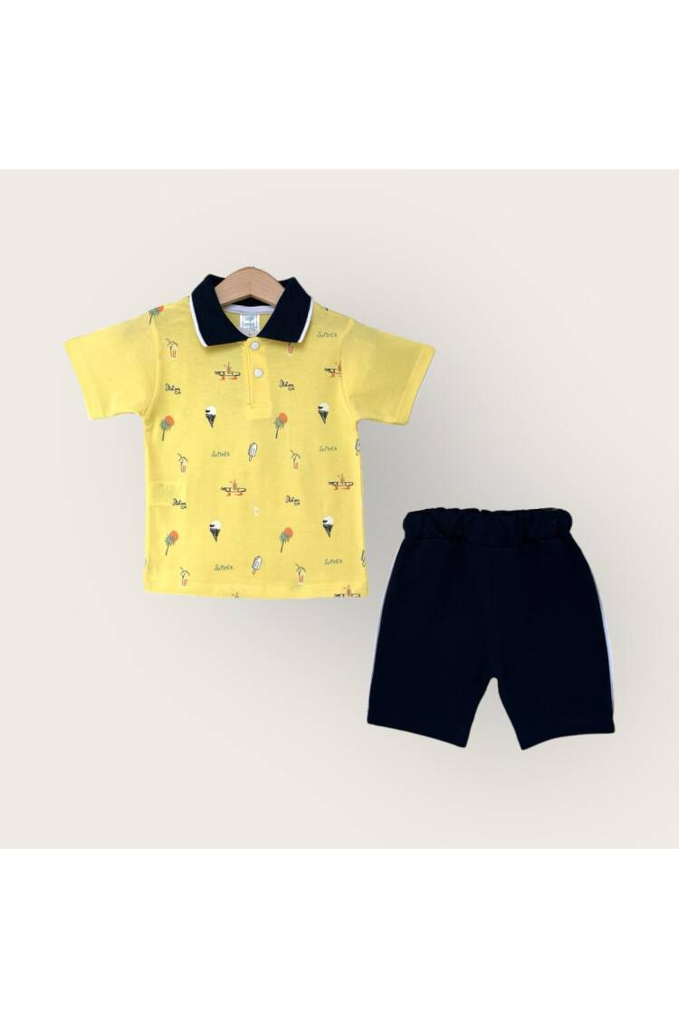 Wholesale Boy 2-Piece Polo Neck T-Shirt and Shorts Set 1-4Y - Brand: Algiy Mini - Kids & Baby Clothes Wholesale - Globality Store