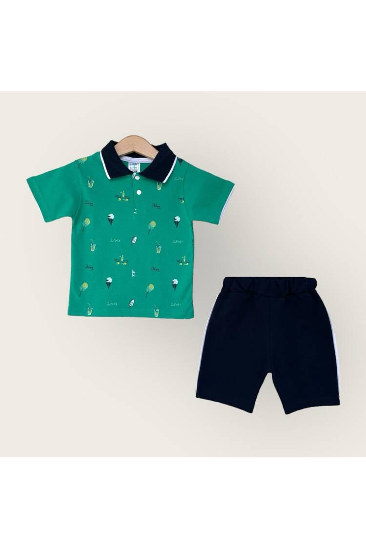 Wholesale Boy 2-Piece Polo Neck T-Shirt and Shorts Set 1-4Y - Brand: Algiy Mini - Kids & Baby Clothes Wholesale - Globality Store