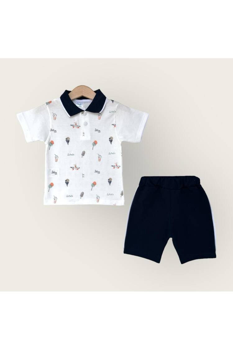 Wholesale Boy 2-Piece Polo Neck T-Shirt and Shorts Set 1-4Y - Brand: Algiy Mini - Kids & Baby Clothes Wholesale - Globality Store