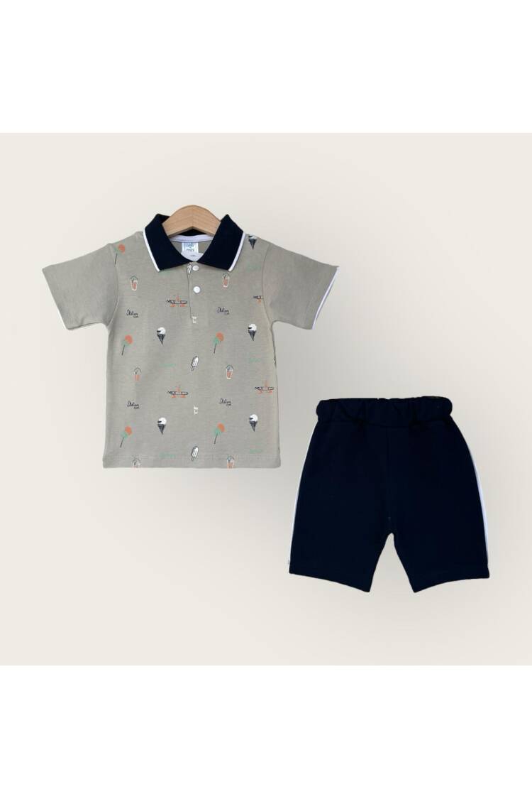 Wholesale Boy 2-Piece Polo Neck T-Shirt and Shorts Set 1-4Y - Brand: Algiy Mini - Kids & Baby Clothes Wholesale - Globality Store
