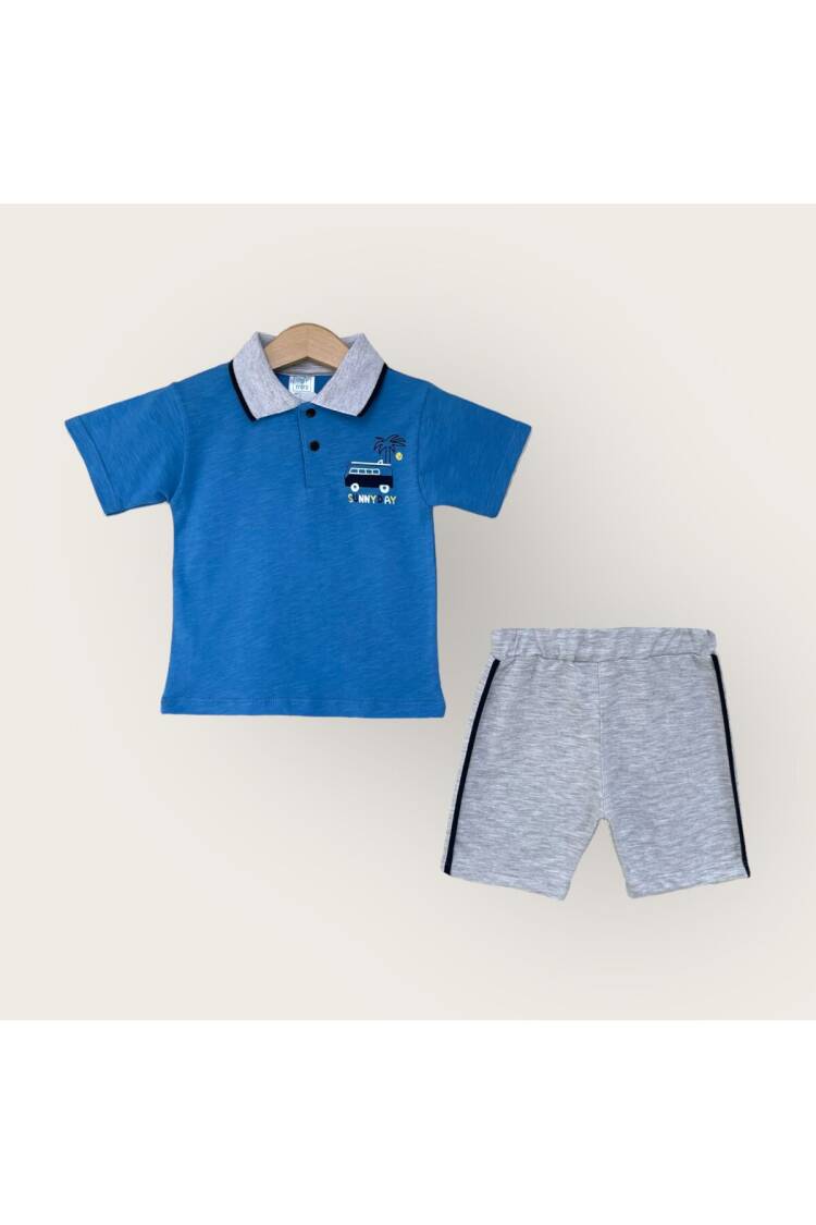 Wholesale Boy 2-Piece Polo Neck T-Shirt and Shorts Set 1-4Y - Brand: Algiy Mini - Kids & Baby Clothes Wholesale - Globality Store